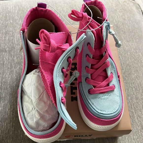 Billy Footwear Toddler Haring Essential High Top Pink/Blue Zipper Sneakers Sz 12 - Picture 3 of 6
